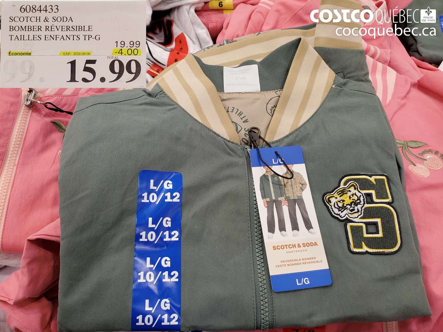 6084433 SCOTCH & SODA BOMBER RÉVERSIBLE TAILLES ENFANTS TP-G ($4.00 INSTANT SAVINGS EXPIRES ON 2026-09-06) $15.99