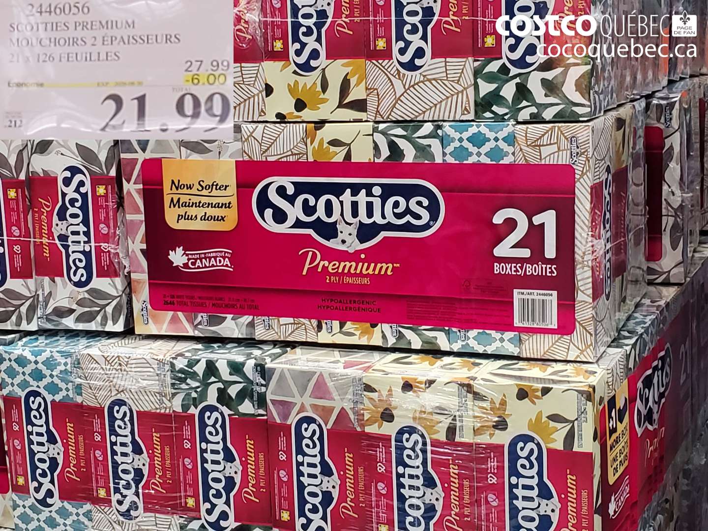 2446056 SCOTTIES PREMIUM MOUCHOIRS 2 ÉPAISSEURS ($6.00 INSTANT SAVINGS EXPIRES ON 2026-08-30) $21.99