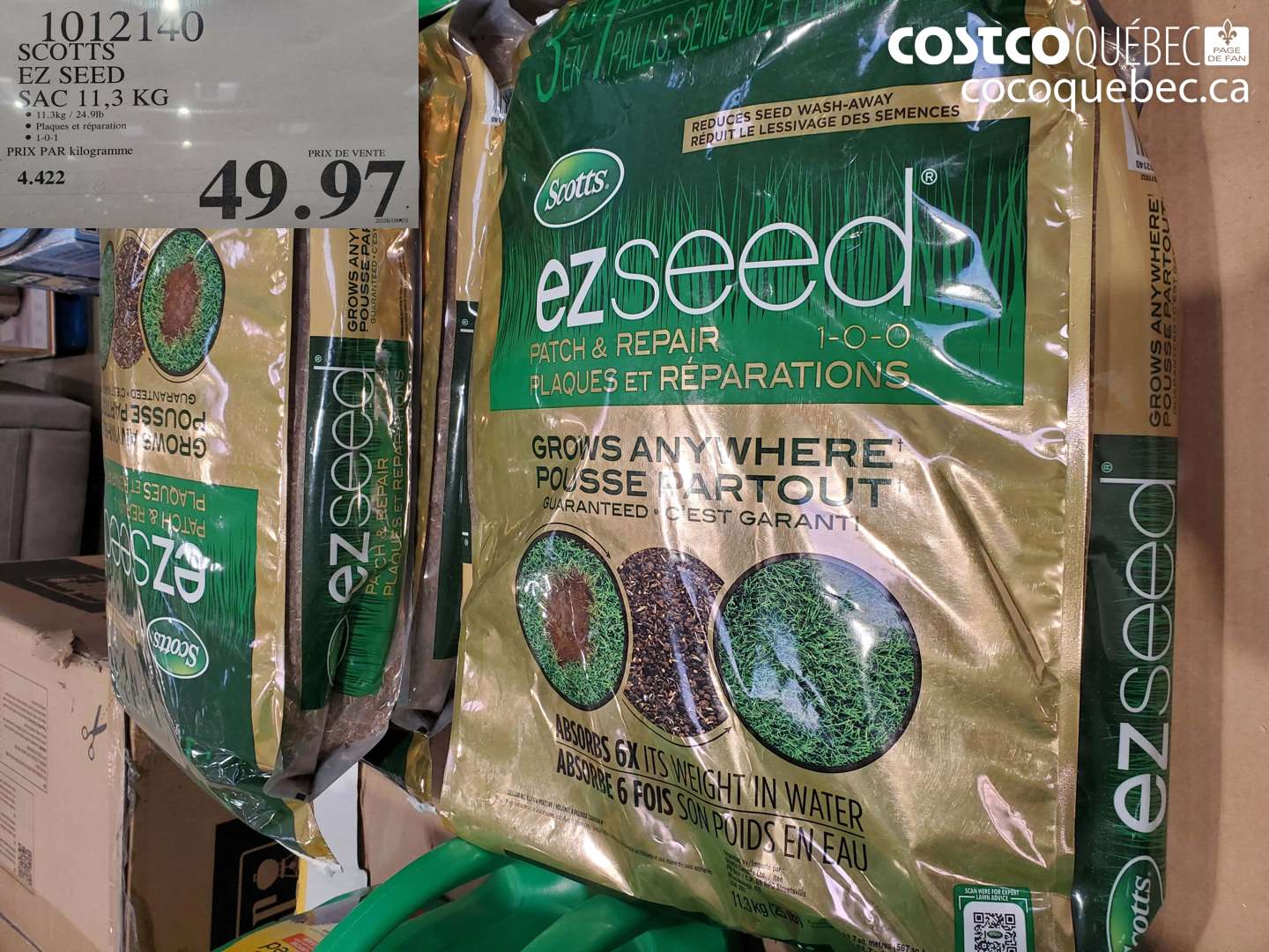 1012140 SCOTTS EZ SEED SAC 11.3 KG $49.97