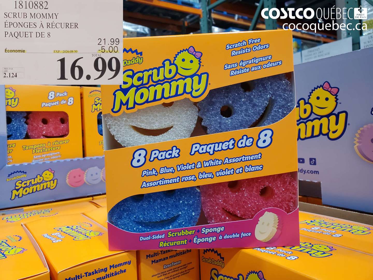 1810882 SCRUB MOMMY ÉPONGES À RÉCURER PAQUET DE 8 ($5.00 INSTANT SAVINGS EXPIRES ON 2026-08-30) $16.99