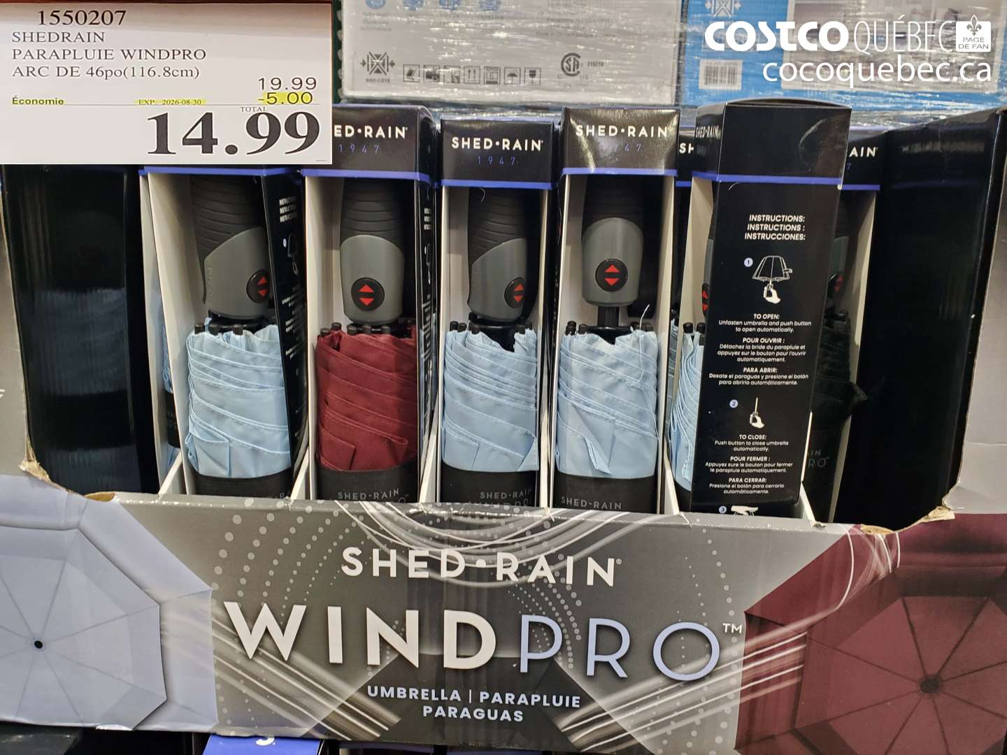 1550207 SHEDRAIN PARAPLUIE WINDPRO ARC DE 46PO(116.8CM) ($5.00 INSTANT SAVINGS EXPIRES ON 2026-08-30) $14.99