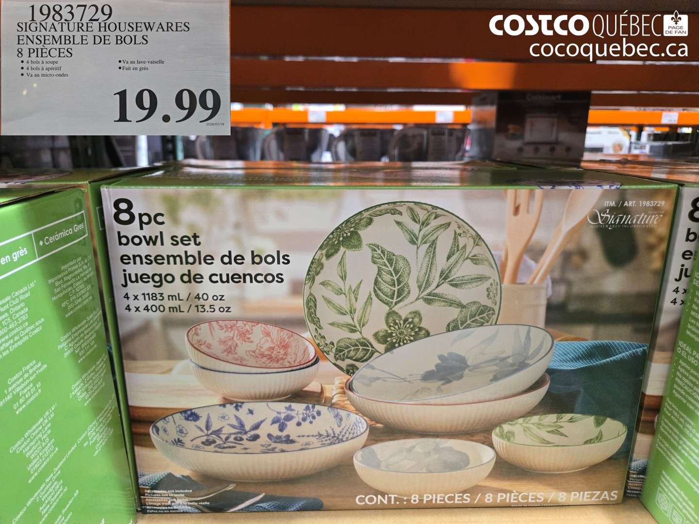 1983729 SIGNATURE HOUSEWARES ENSEMBLE DE BOLS 8 PIÈCES $19.99