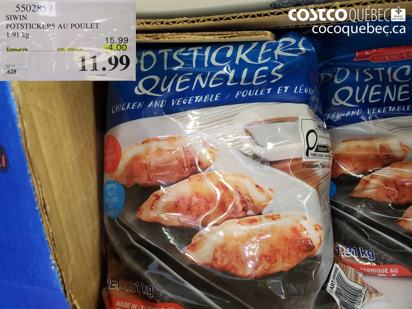 5502859 SIWIN POTSTICKERS AU POULET 1.91 KG ($4.00 INSTANT SAVINGS EXPIRES ON 2026-08-30) $11.99