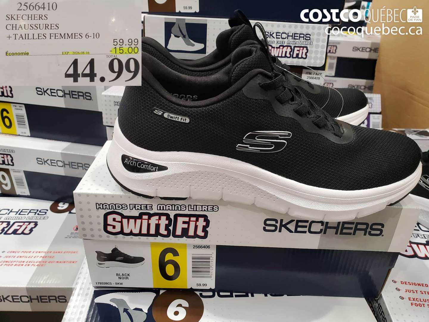 2566410 SKECHERS CHAUSSURES +TAILLES FEMMES 6-10 ($15.00 INSTANT SAVINGS EXPIRES ON 2026-08-16) $44.99
