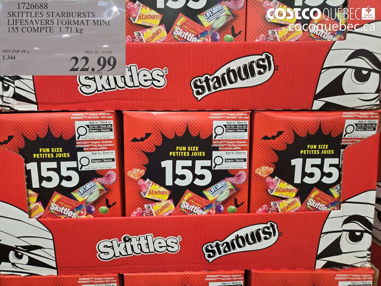 1726688 SKITTLES STARBURSTS LIFESAVERS FORMAT MINI 155 COMPTE 1.71 KG $22.99