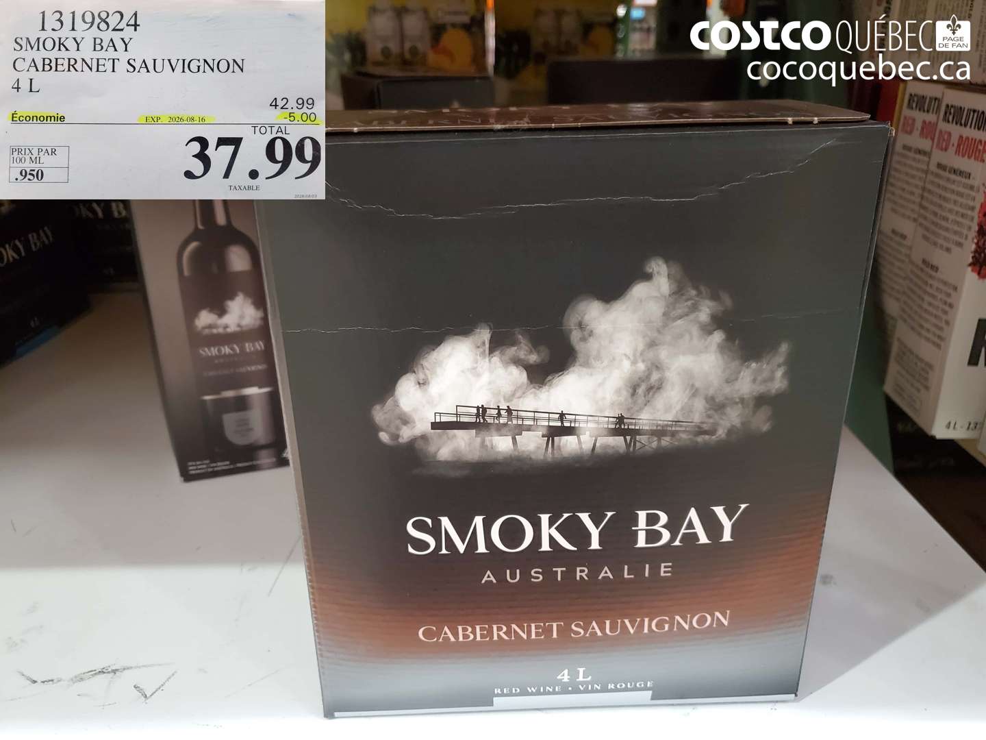 1319824 SMOKY BAY CABERNET SAUVIGNON 4 L ($5.00 INSTANT SAVINGS EXPIRES ON 2026-08-16) $37.99
