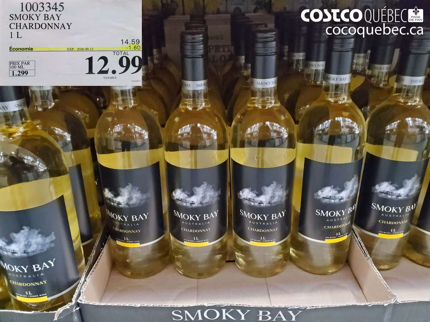 1003345 SMOKY BAY CHARDONNAY 1 L ($1.60 INSTANT SAVINGS EXPIRES ON 2026-09-13) $12.99