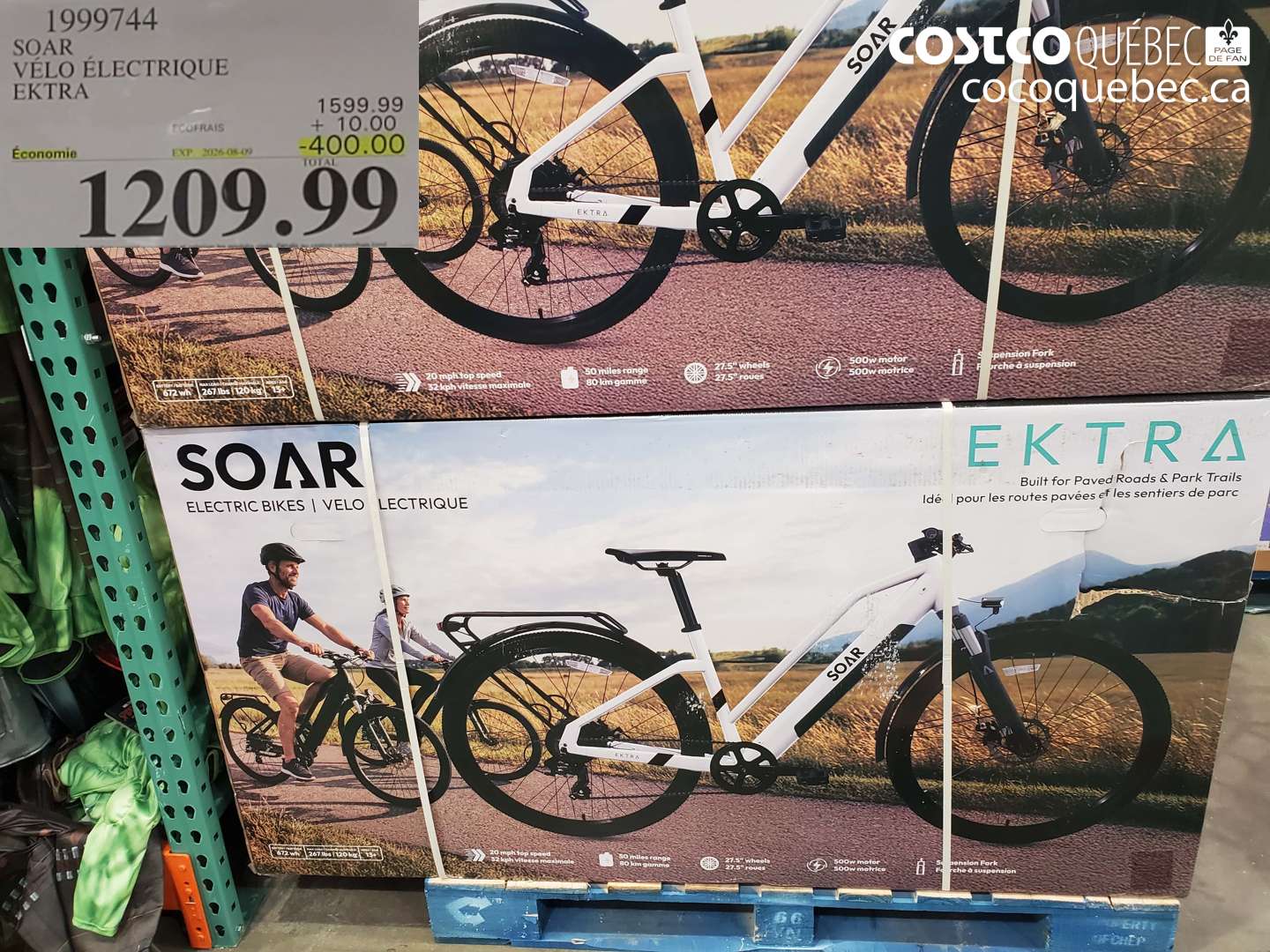 1999744 SOAR VÉLO ÉLECTRIQUE EKTRA ($400.00 INSTANT SAVINGS EXPIRES ON 2026-08-09) $1209.99