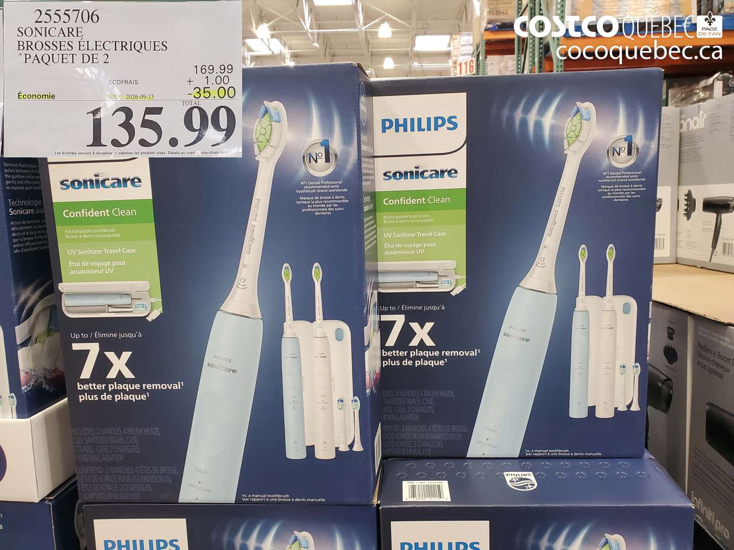 2555706 SONICARE BROSSES ÉLECTRIQUES ($35.00 INSTANT SAVINGS EXPIRES ON 2026-09-13) $135.99