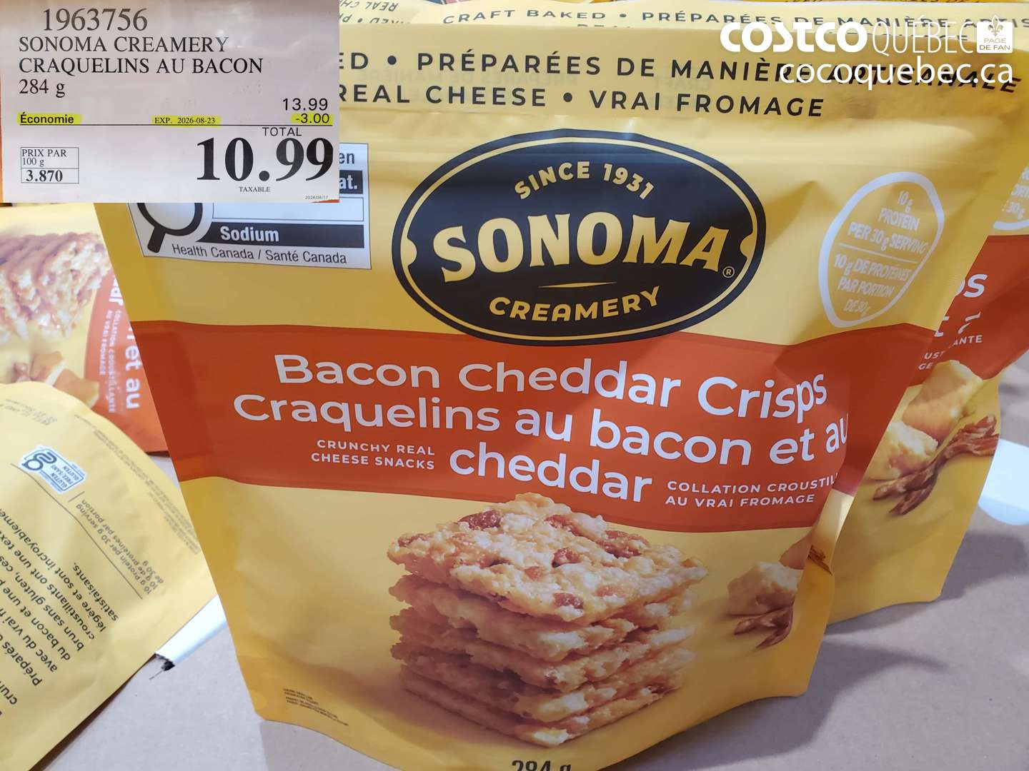 1963756 SONOMA CREAMERY CRAQUELINS AU BACON ($3.00 INSTANT SAVINGS EXPIRES ON 2026-08-23) $10.99