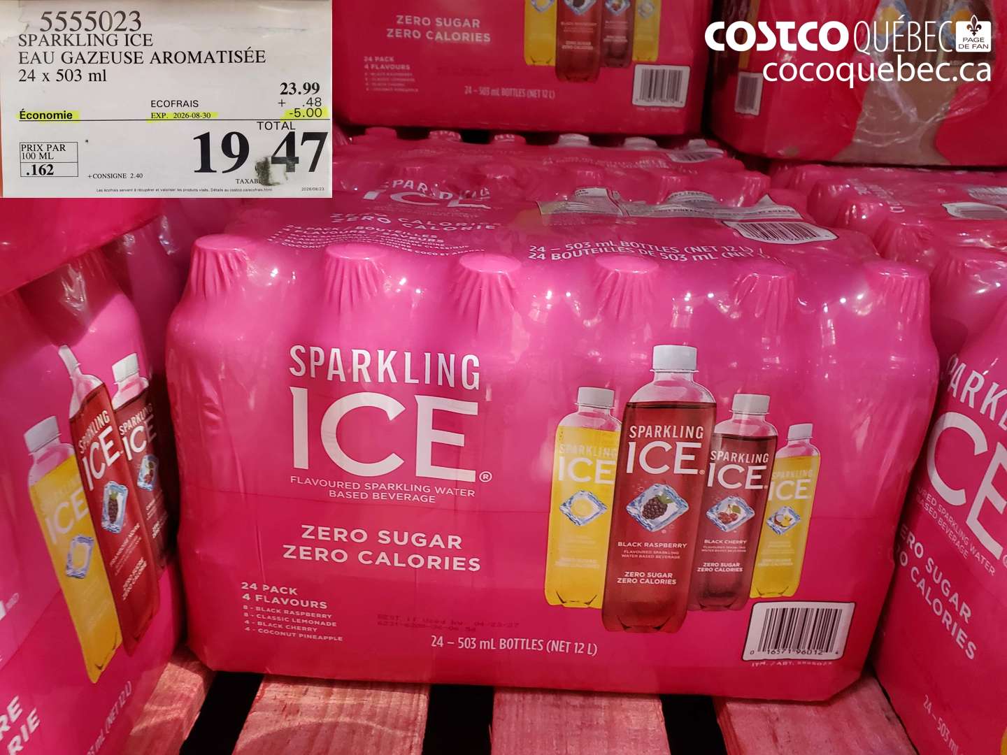 5555023 SPARKLING ICE EAU GAZEUSE AROMATISÉE ($5.00 INSTANT SAVINGS EXPIRES ON 2026-08-30) $19.47