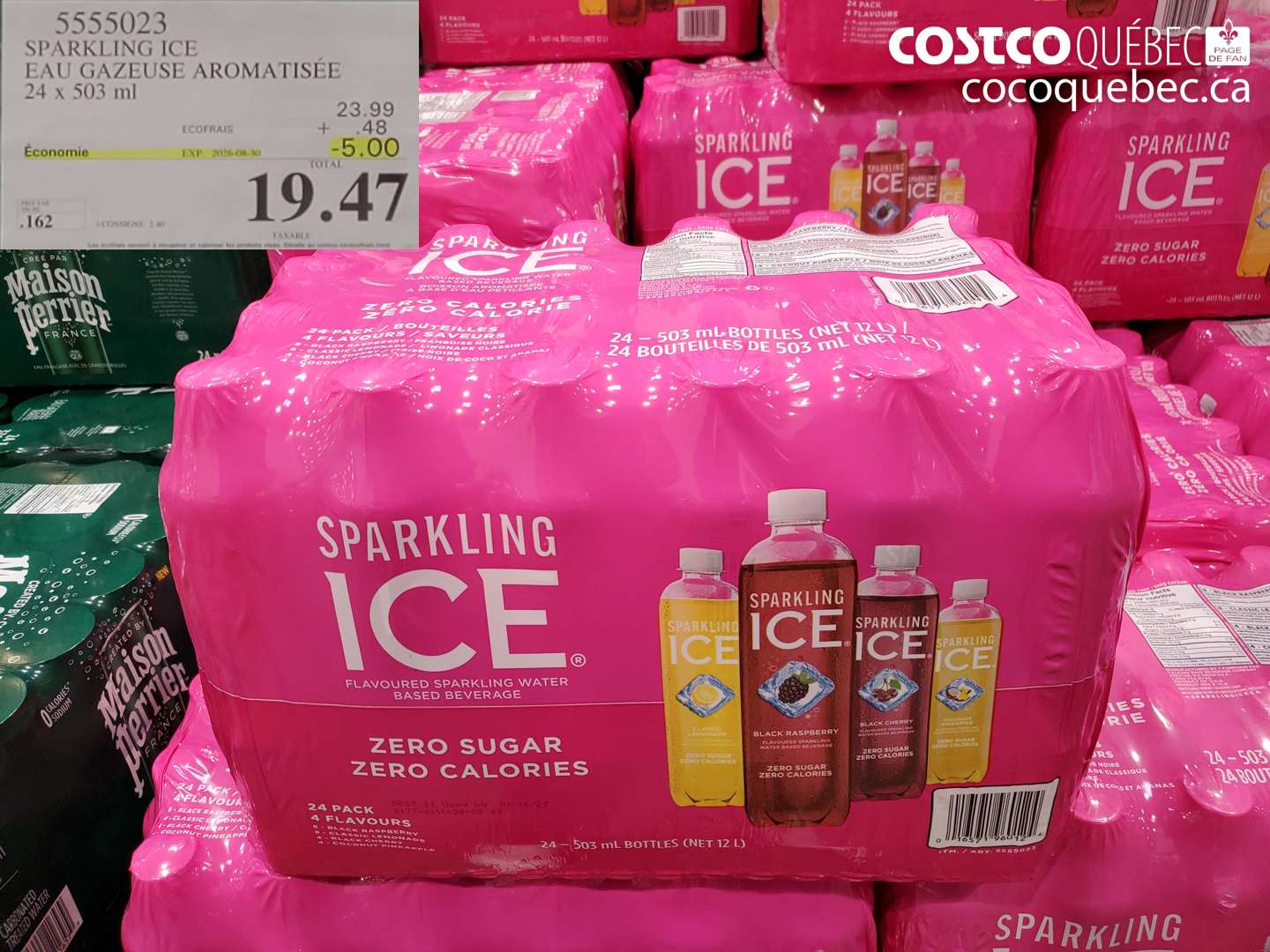 5555023 SPARKLING ICE EAU GAZEUSE AROMATISÉE 24 X 503 ML ($5.00 INSTANT SAVINGS EXPIRES ON 2026-08-30) $19.47