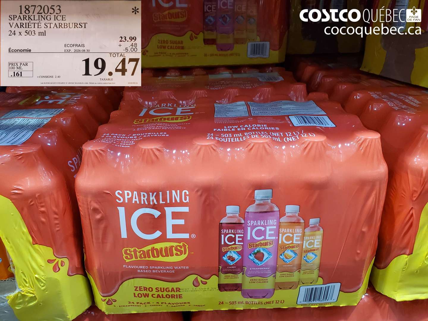 1872053 SPARKLING ICE VARIÉTÉ STARBURST ($5.00 INSTANT SAVINGS EXPIRES ON 2026-08-30) $19.47