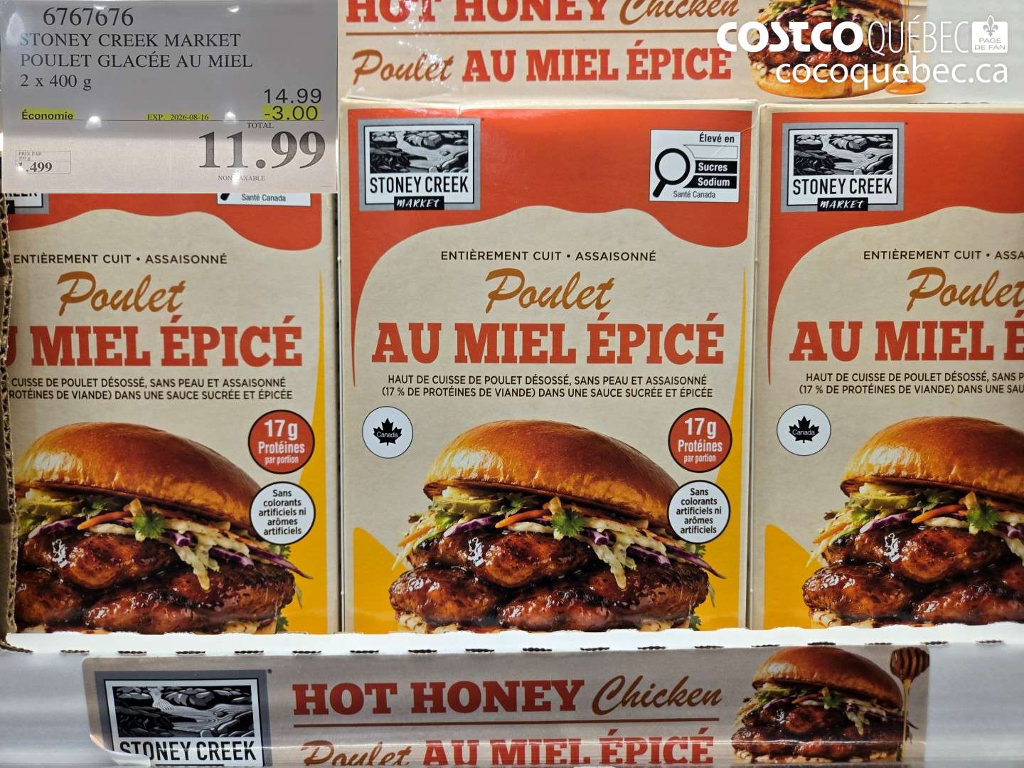 6767676 STONEY CREEK MARKET POULET GLACÉE AU MIEL ($3.00 INSTANT SAVINGS EXPIRES ON 2026-08-16) $11.99