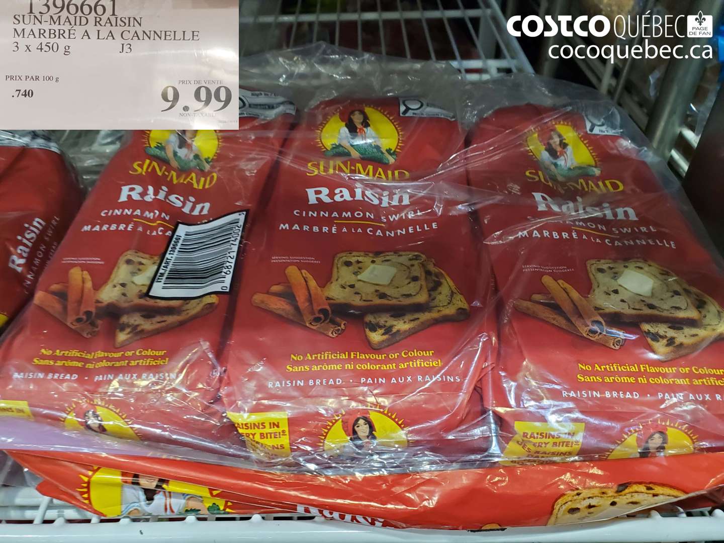 1396661 SUN-MAID RAISIN MARBRÉ A LA CANNELLE $9.99