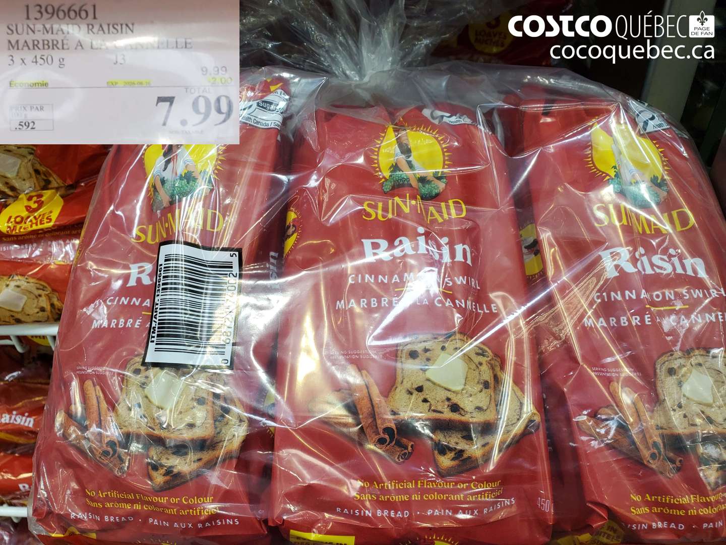 1396661 SUN-MAID RAISIN MARBRE A LA VANILLE ($2.00 INSTANT SAVINGS EXPIRES ON 2026-08-16) $7.99