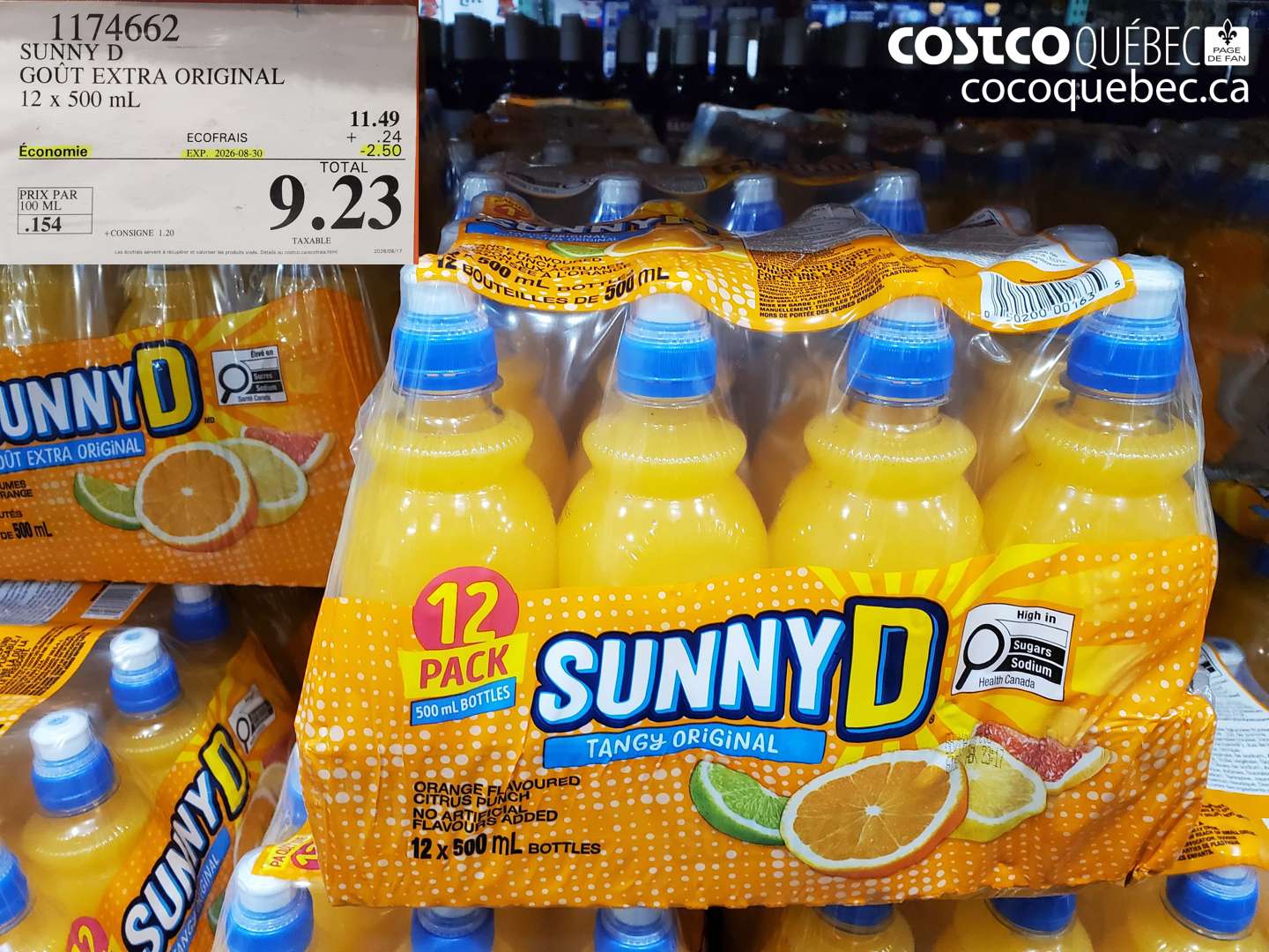 1174662 SUNNY D GOÛT EXTRA ORIGINAL 12 X 500 ML ($2.50 INSTANT SAVINGS EXPIRES ON 2026-08-30) $9.23
