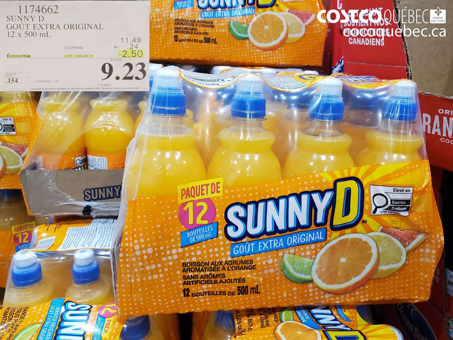 1174662 SUNNY D GOÛT EXTRA ORIGINAL 12 X 500 ML ($2.50 INSTANT SAVINGS EXPIRES ON 2026-08-30) $9.23