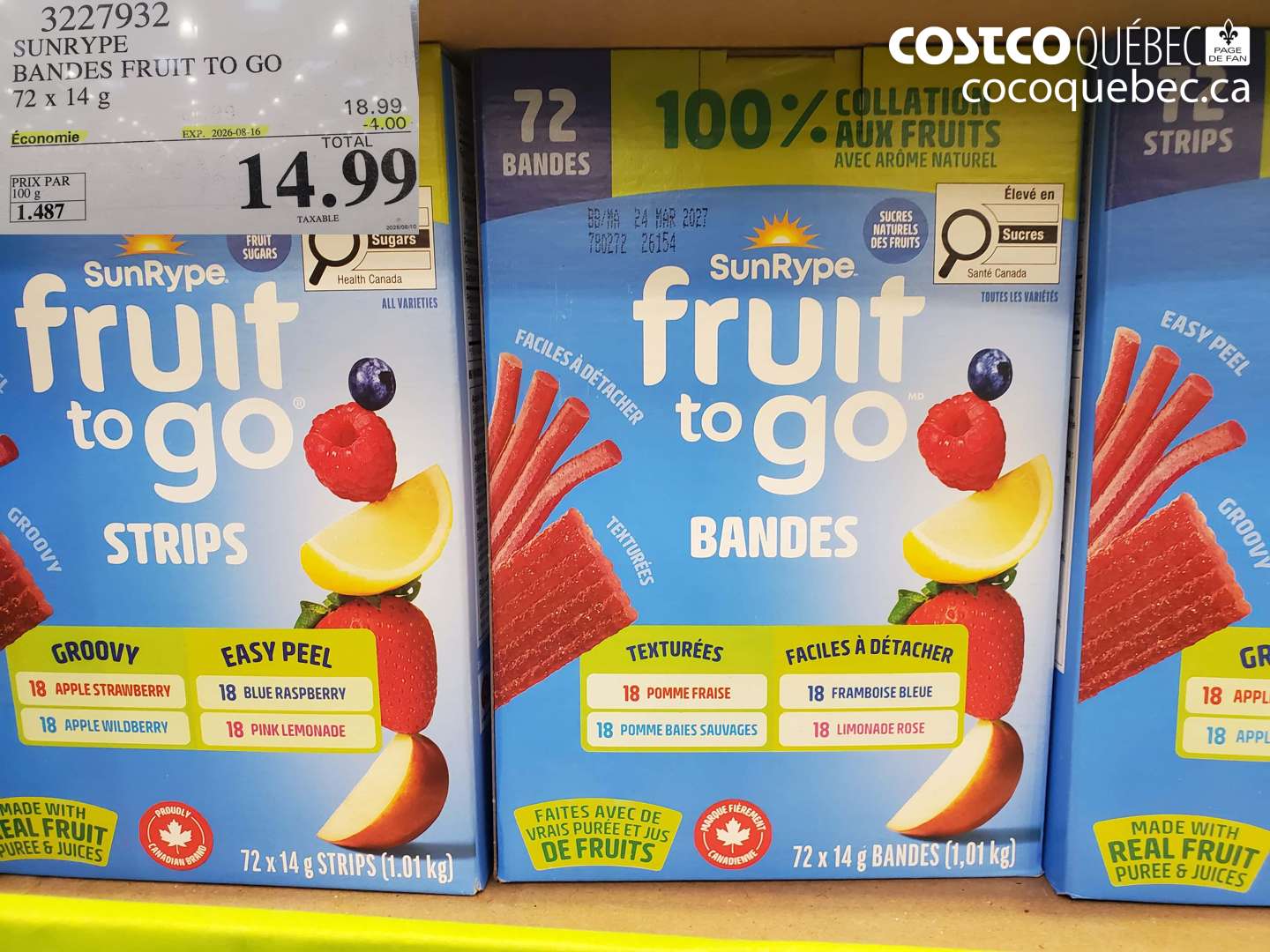 3227932 SUNRYPE BANDES FRUIT TO GO ($4.00 INSTANT SAVINGS EXPIRES ON 2026-08-16) $14.99