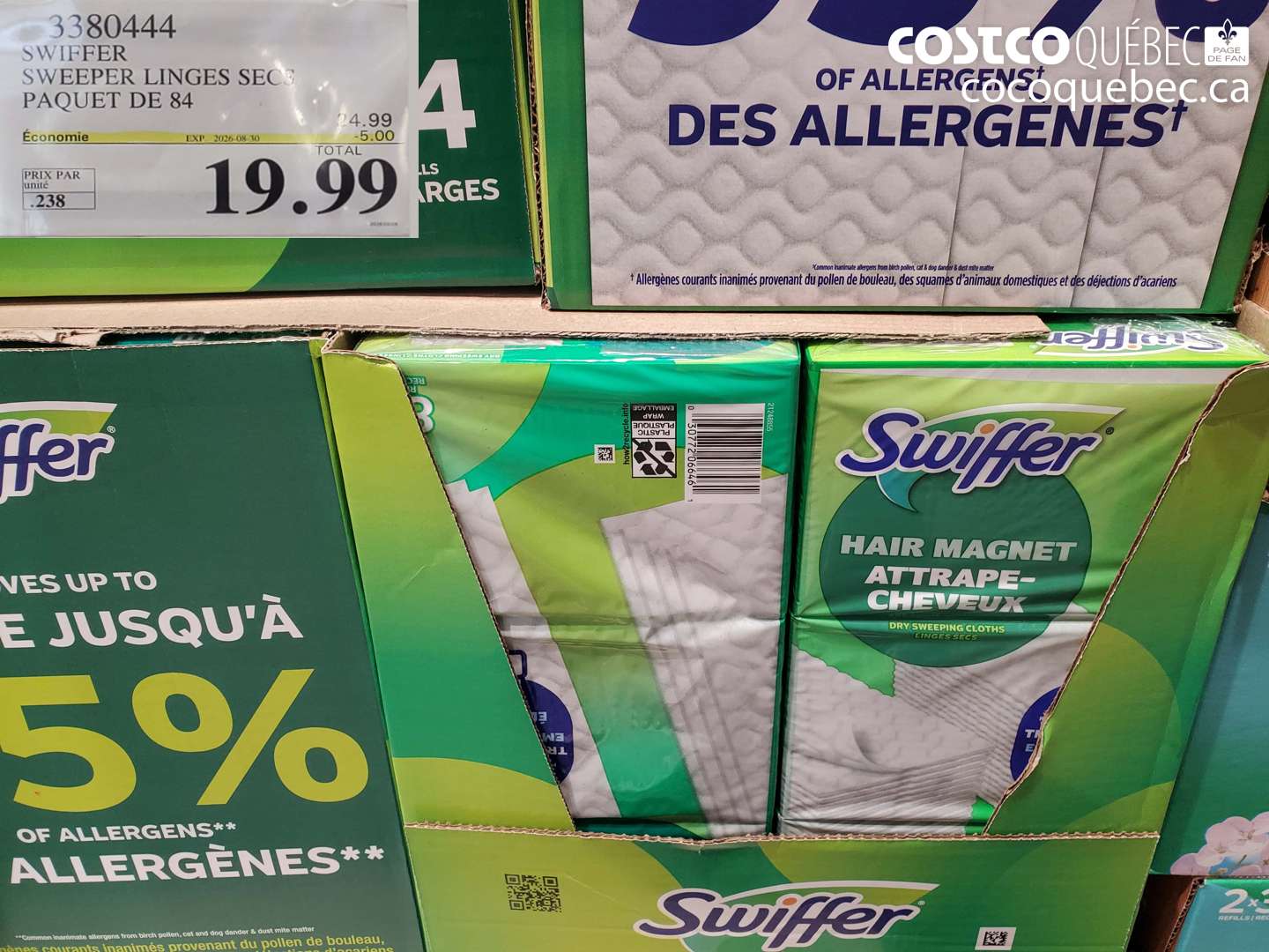 3380444 SWIFFER SWEEPER LINGES SECS PAQUET DE 84 ($5.00 INSTANT SAVINGS EXPIRES ON 2026-08-30) $19.99