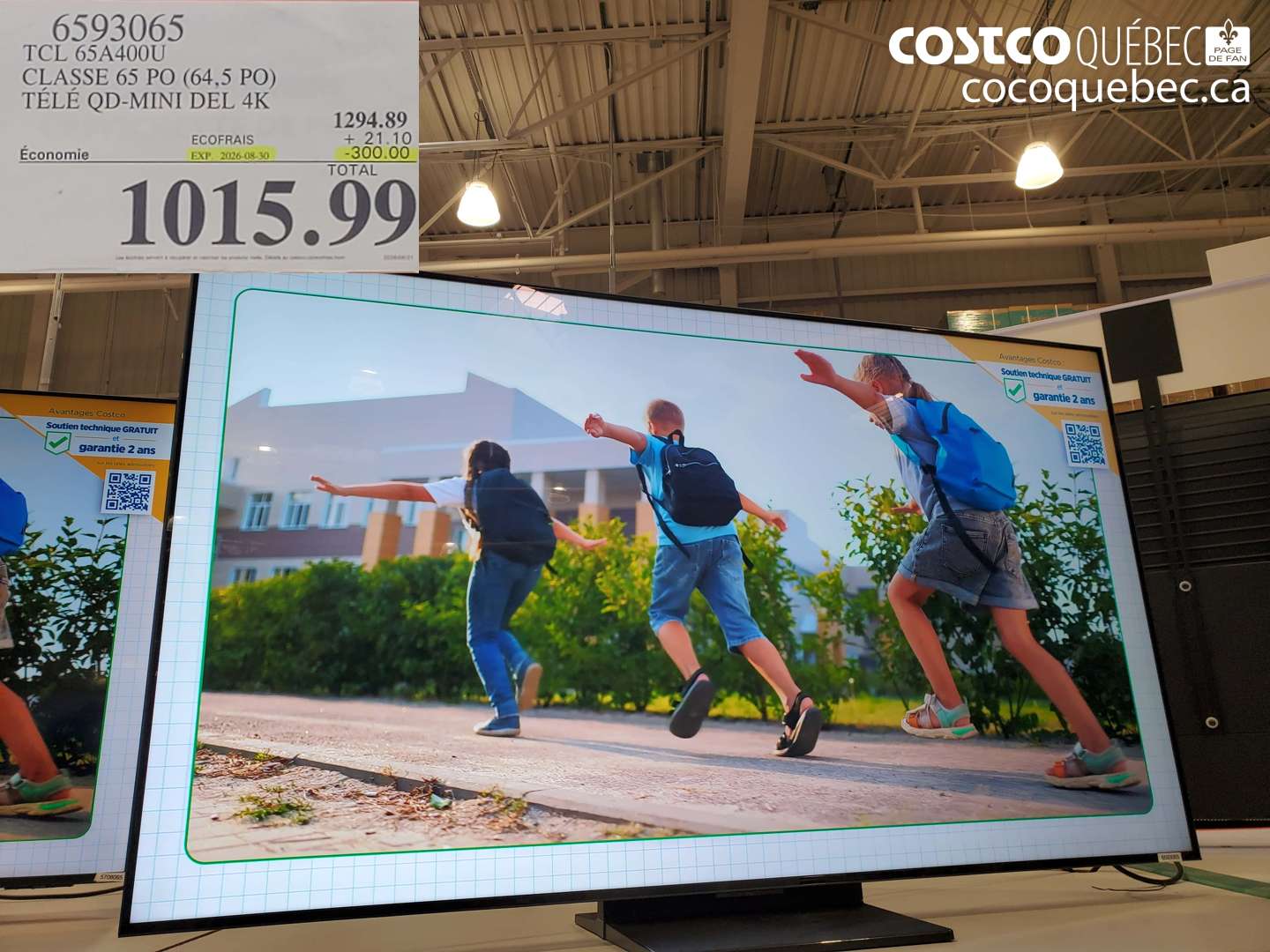 6593065 TCL 65A400U CLASSE 65 PO (64.5 PO) TÉLÉ QD-MINI DEL 4K ($300.00 INSTANT SAVINGS EXPIRES ON 2026-08-30) $1015.99