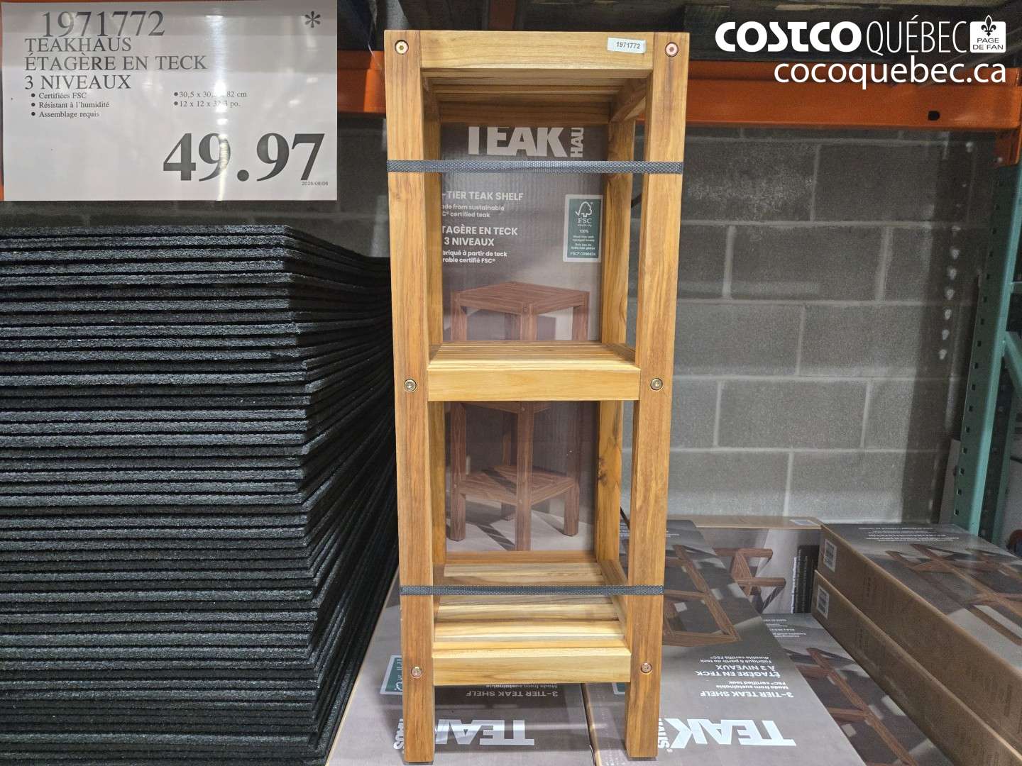 1971772 TEAKHAUS ÉTAGÈRE EN TECK 3 NIVEAUX $49.97