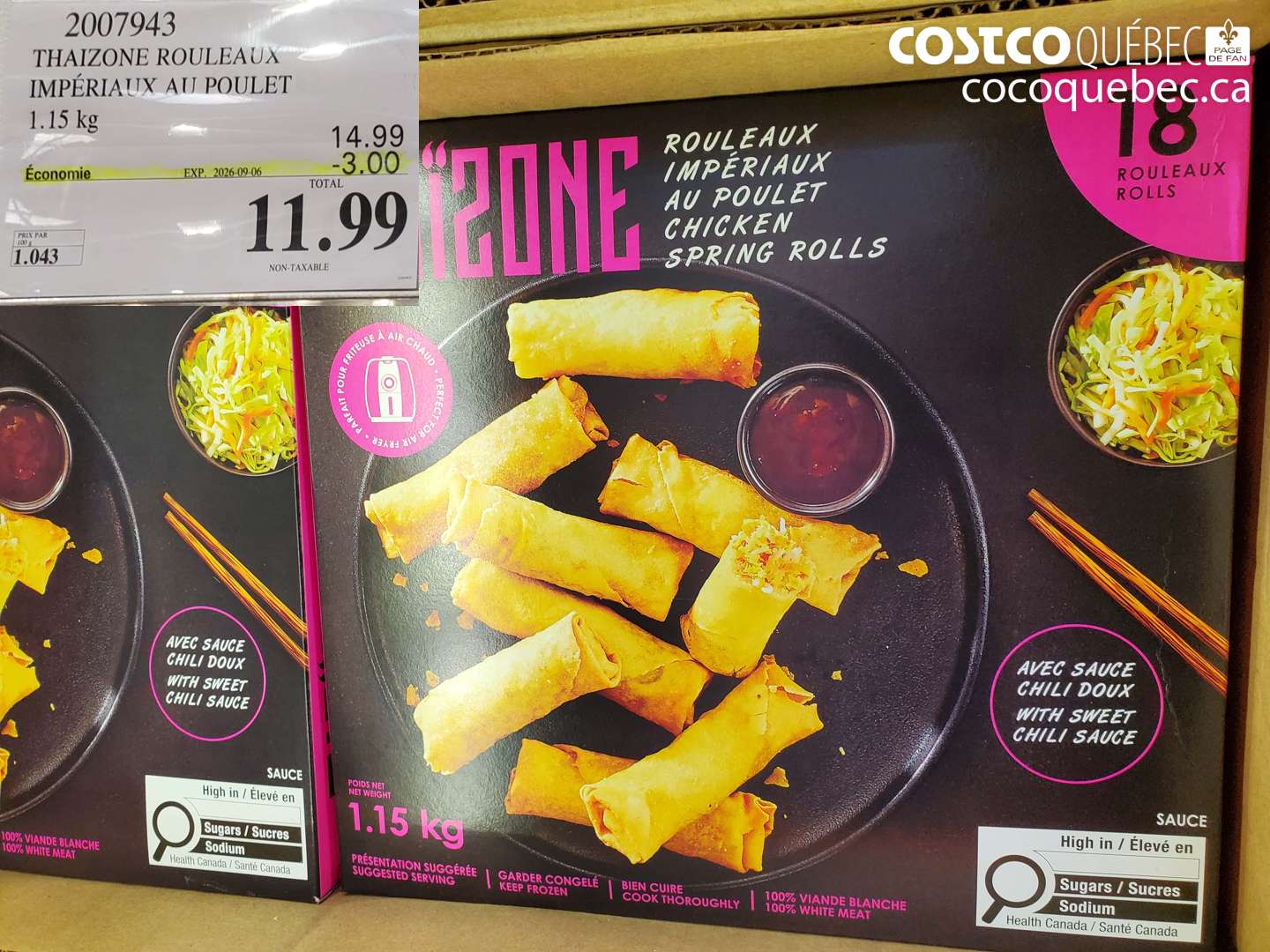 2007943 THAIZONE ROULEAUX IMPÉRIAUX AU POULET ($3.00 INSTANT SAVINGS EXPIRES ON 2026-09-06) $11.99
