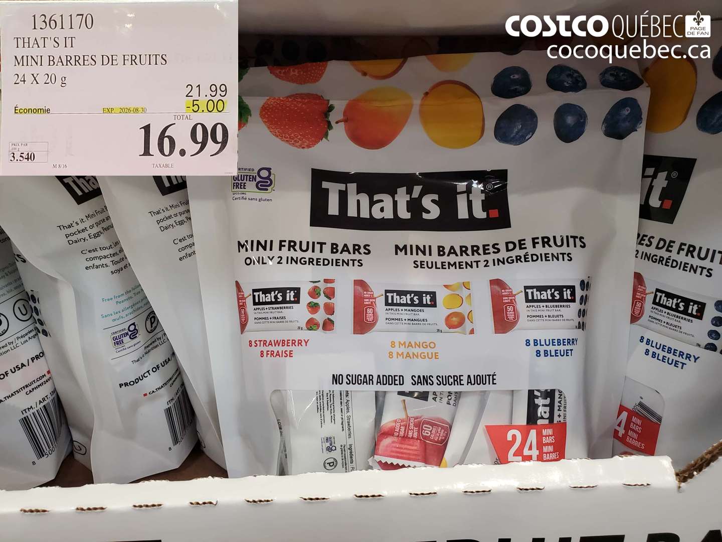 1361170 THAT'S IT MINI BARRES DE FRUITS ($5.00 INSTANT SAVINGS EXPIRES ON 2026-08-30) $16.99