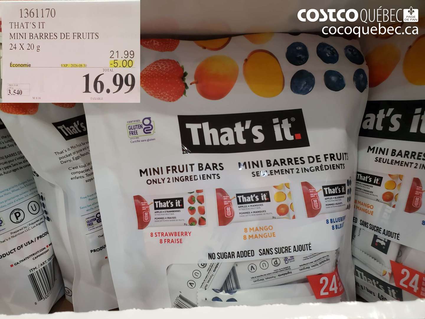 1361170 THAT'S IT MINI BARRES DE FRUITS ($5.00 INSTANT SAVINGS EXPIRES ON 2026-08-30) $16.99