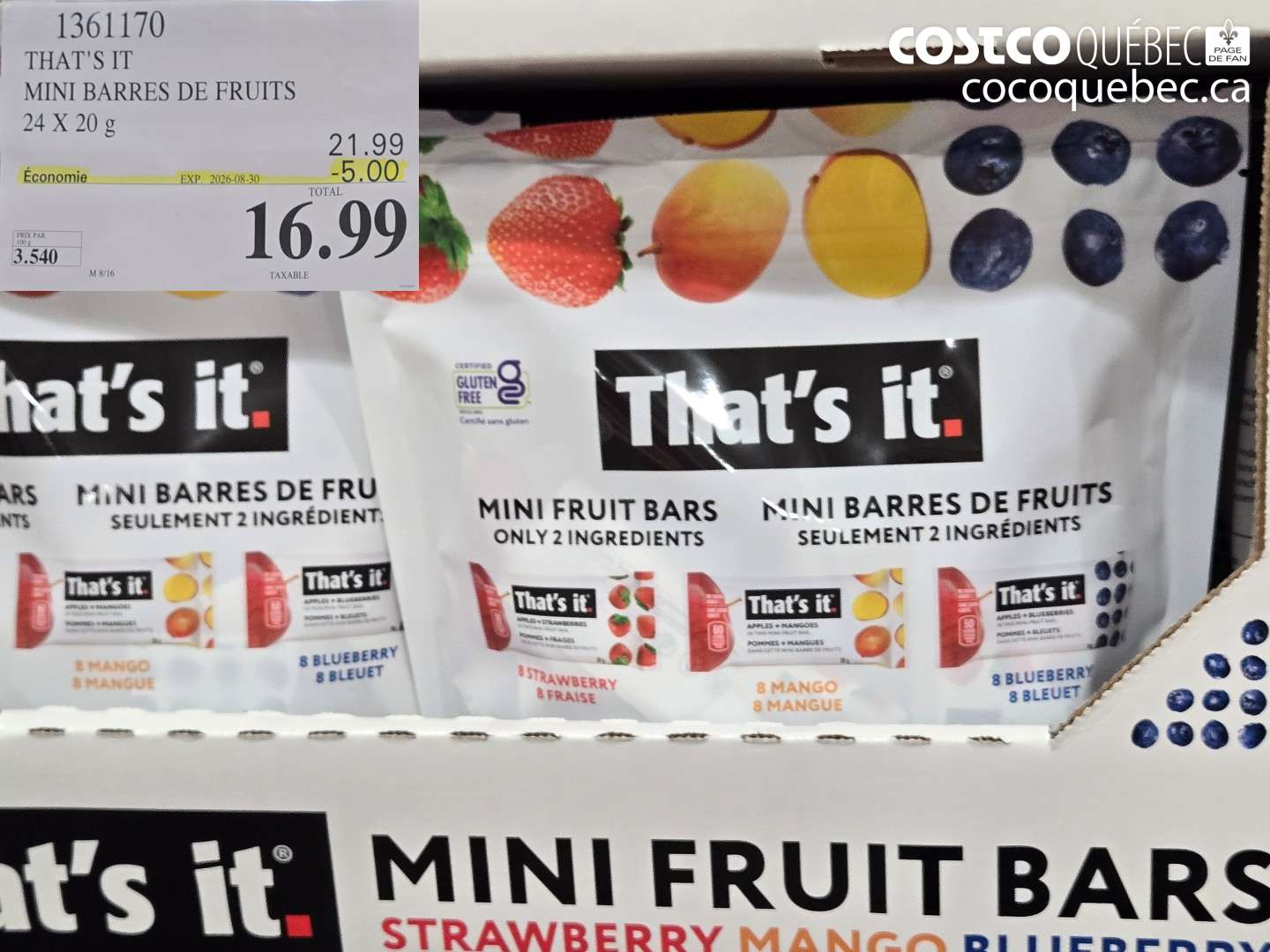 1361170 THAT'S IT MINI BARRES DE FRUITS ($5.00 INSTANT SAVINGS EXPIRES ON 2026-08-30) $16.99