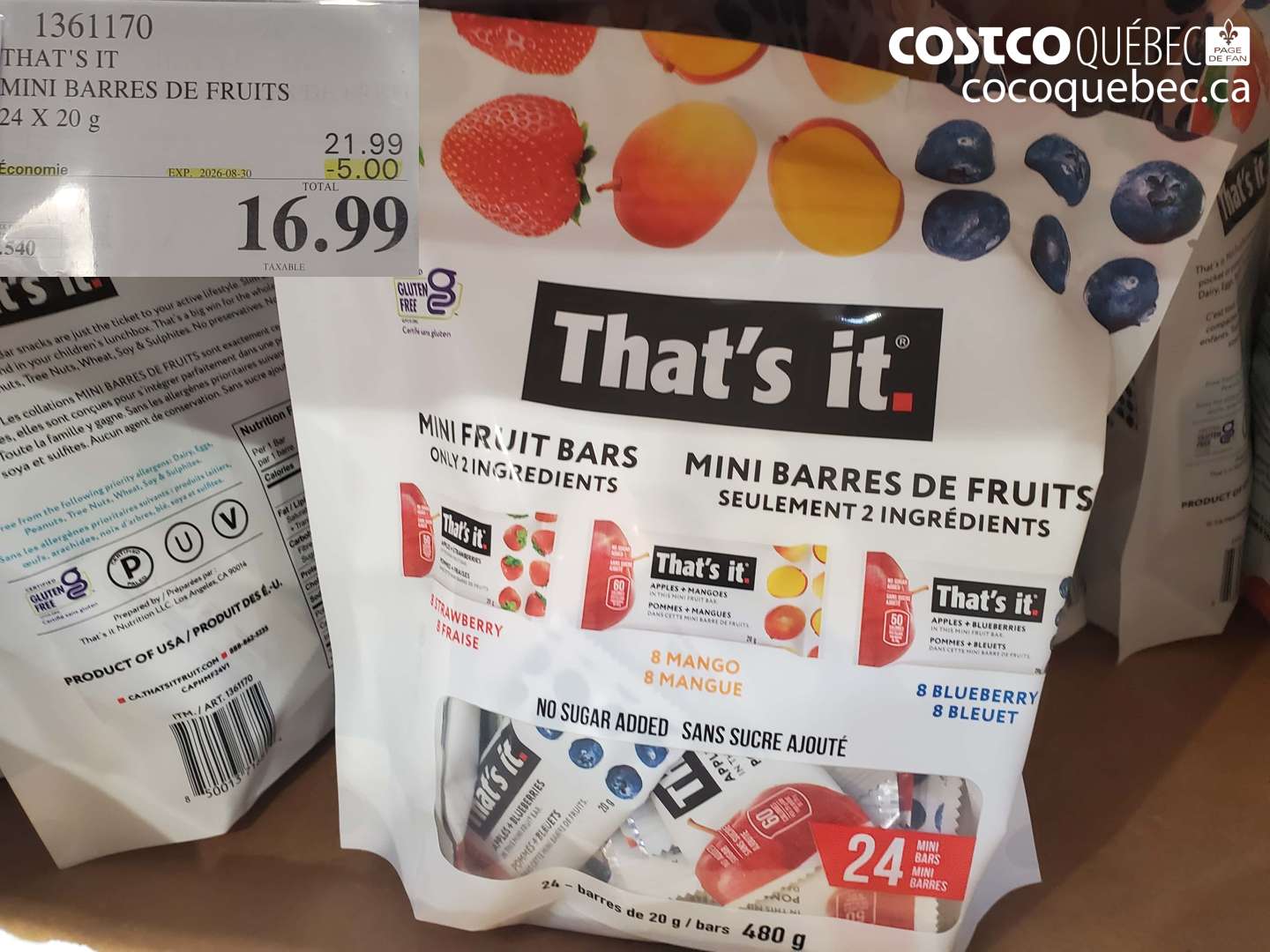 1361170 THAT'S IT MINI BARRES DE FRUITS ($5.00 INSTANT SAVINGS EXPIRES ON 2026-08-30) $16.99