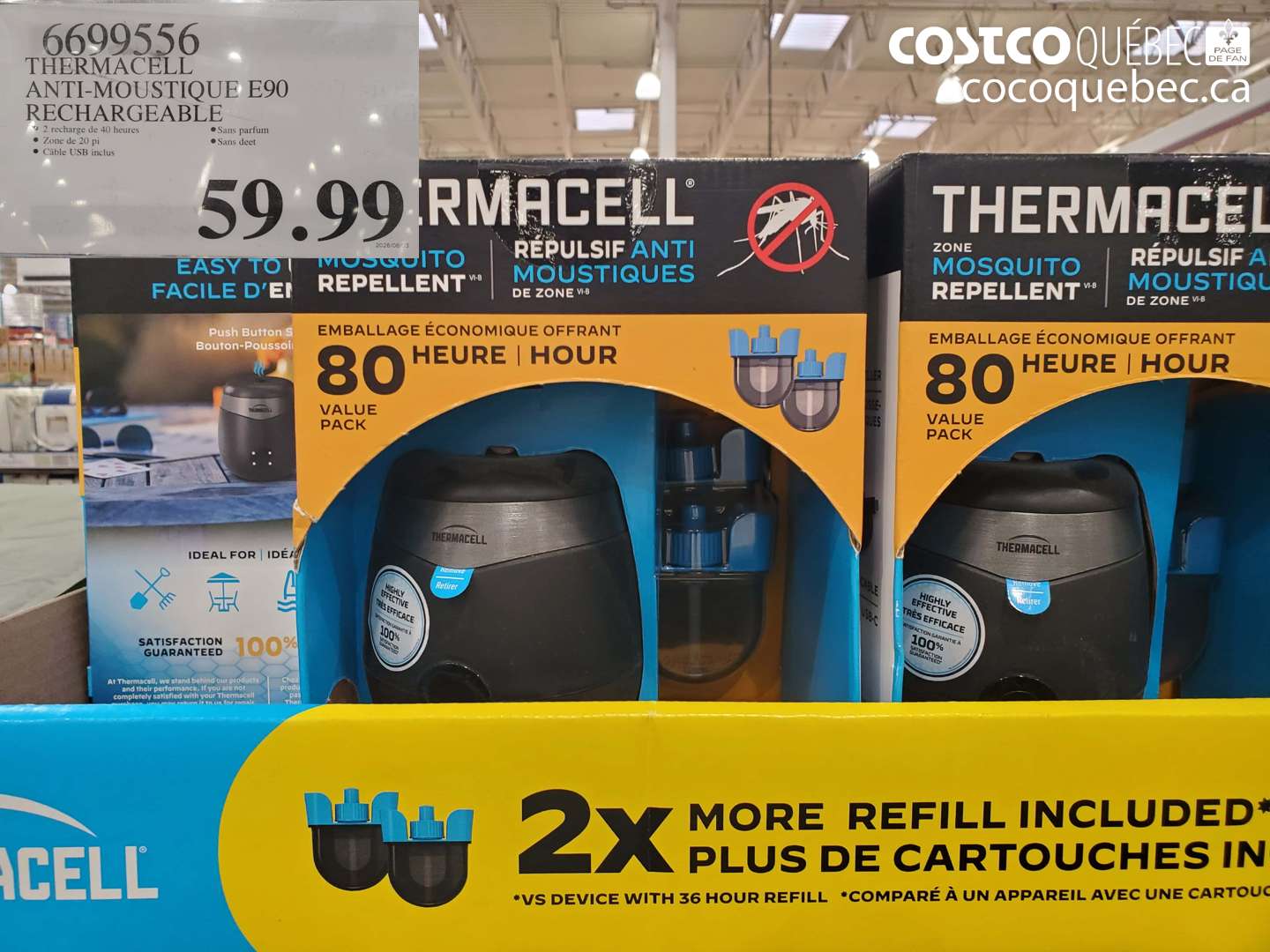 6699556 THERMACELL ANTI-MOUSTIQUE E90 RECHARGEABLE $59.99