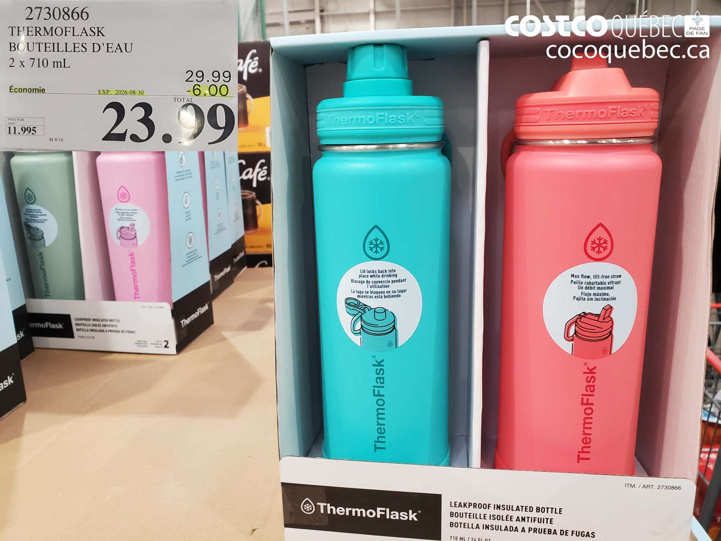 2730866 THERMOFLASK BOUTEILLES D'EAU 2 X 710 ML ($6.00 INSTANT SAVINGS EXPIRES ON 2026-08-30) $23.99