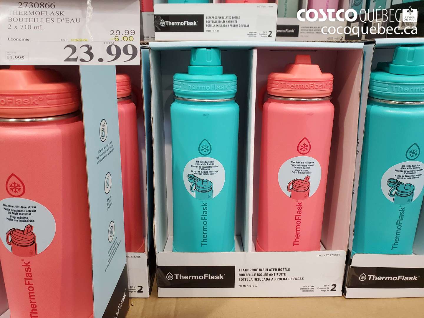 2730866 THERMOFLASK BOUTEILLES D'EAU 2 X 710 ML ($6.00 INSTANT SAVINGS EXPIRES ON 2026-09-06) $23.99