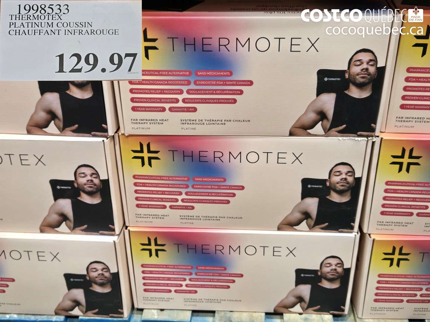 1998533 THERMOTEX PLATINUM COUSSIN CHAUFFANT INFRAROUGE $129.97