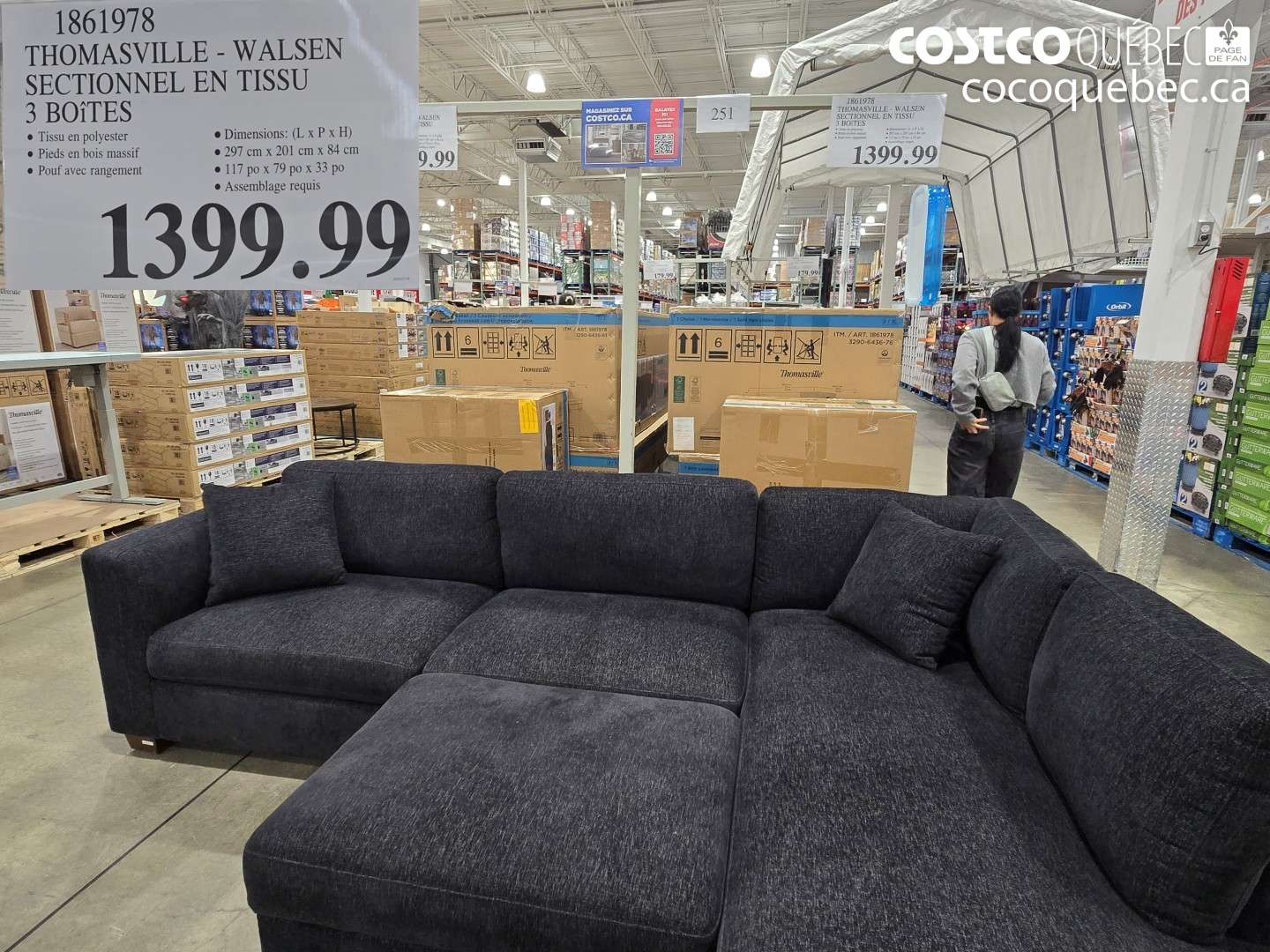 1861978 THOMASVILLE - WALSEN SECTIONONNEL EN TISSU 3 BOÎTES $1399.99
