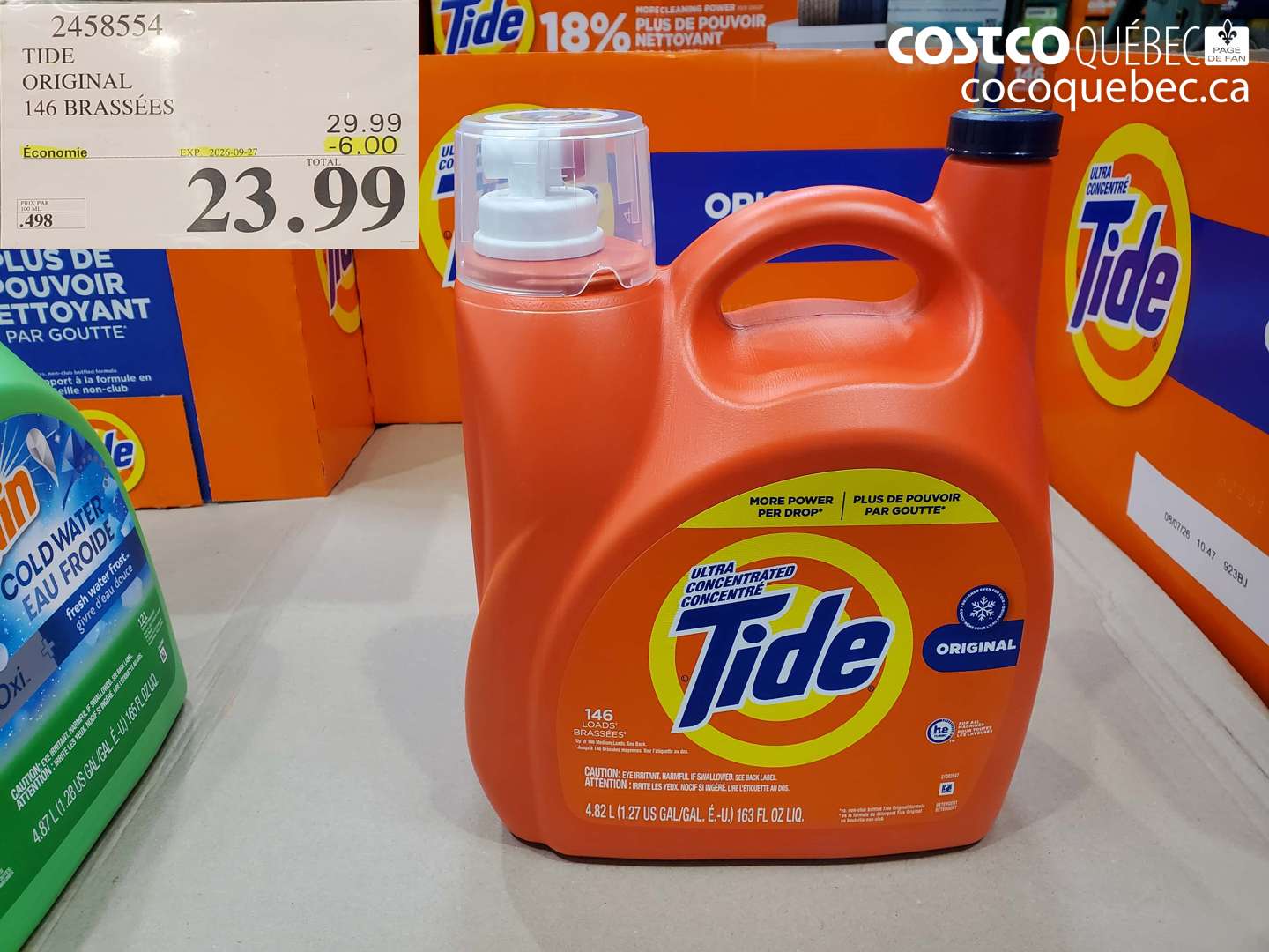 2458554 TIDE ORIGINAL 146 BRASSÉES ($6.00 INSTANT SAVINGS EXPIRES ON 2026-09-27) $23.99