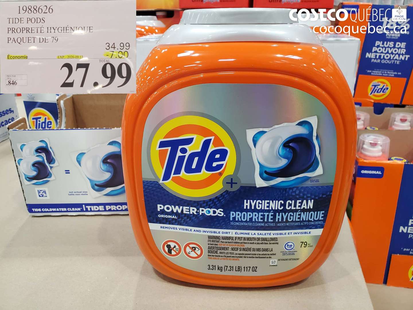 1988626 TIDE PODS PROPRETÉ HYGIÉNIQUE PAQUET DE 79 ($7.00 INSTANT SAVINGS EXPIRES ON 2026-09-13) $27.99