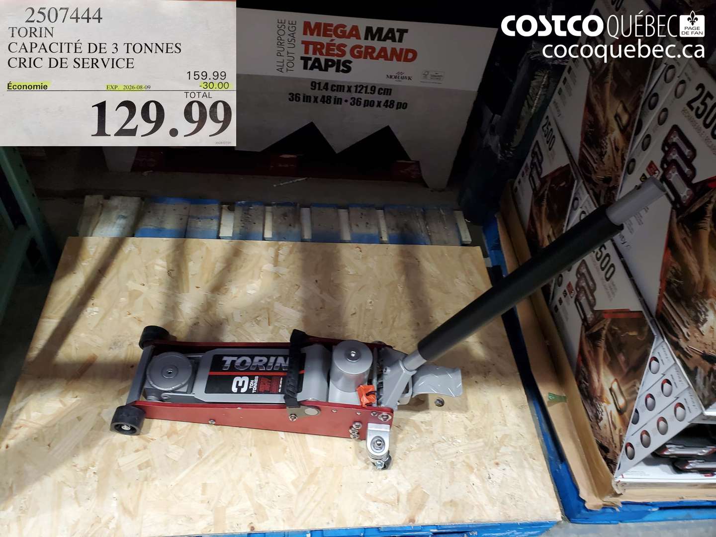 2507444 TORIN CAPACITÉ DE 3 TONNES CRIC DE SERVICE ($30.00 INSTANT SAVINGS EXPIRES ON 2026-08-09) $129.99