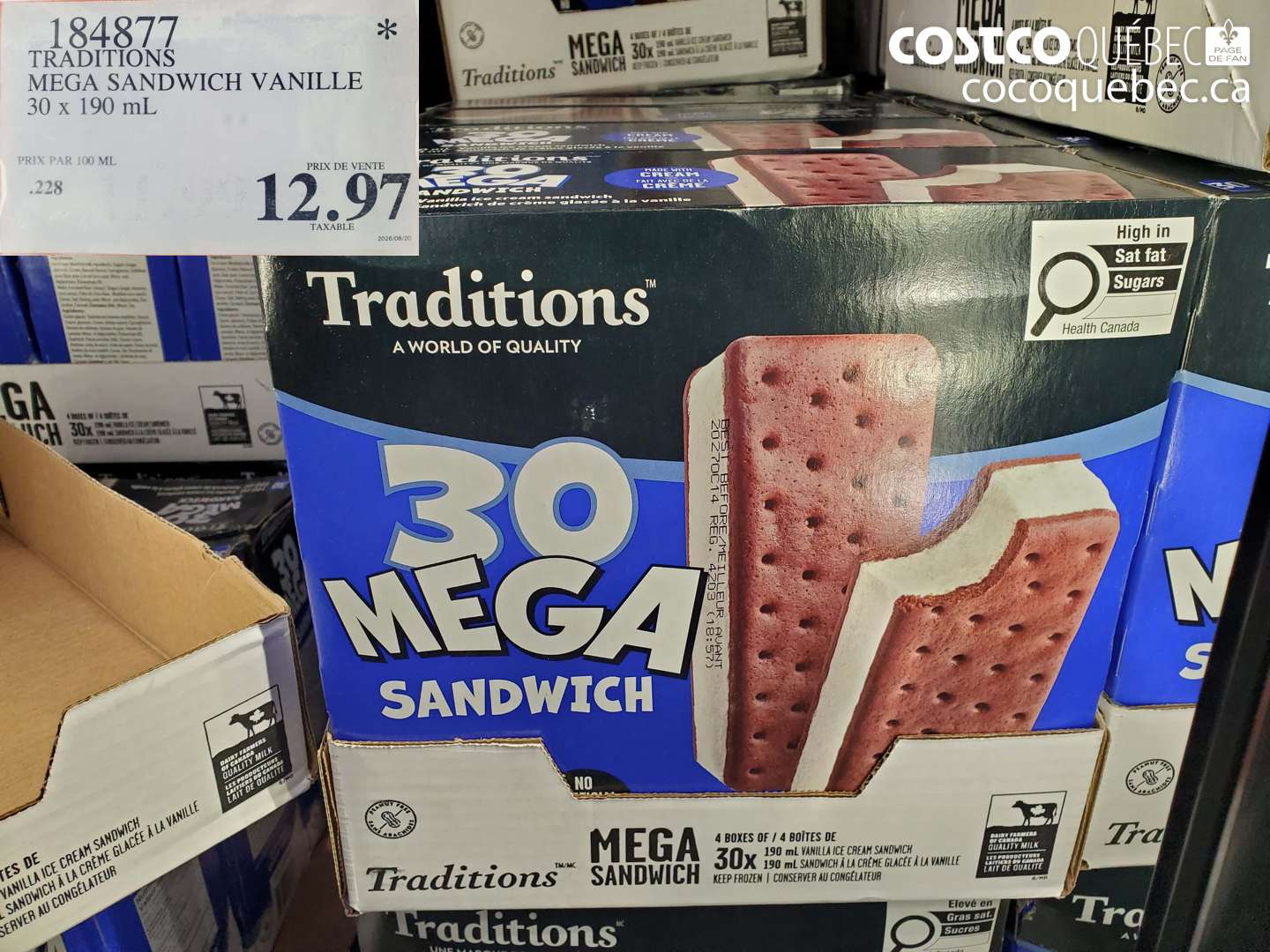 184877 TRADITIONS MEGA SANDWICH VANILLE $12.97