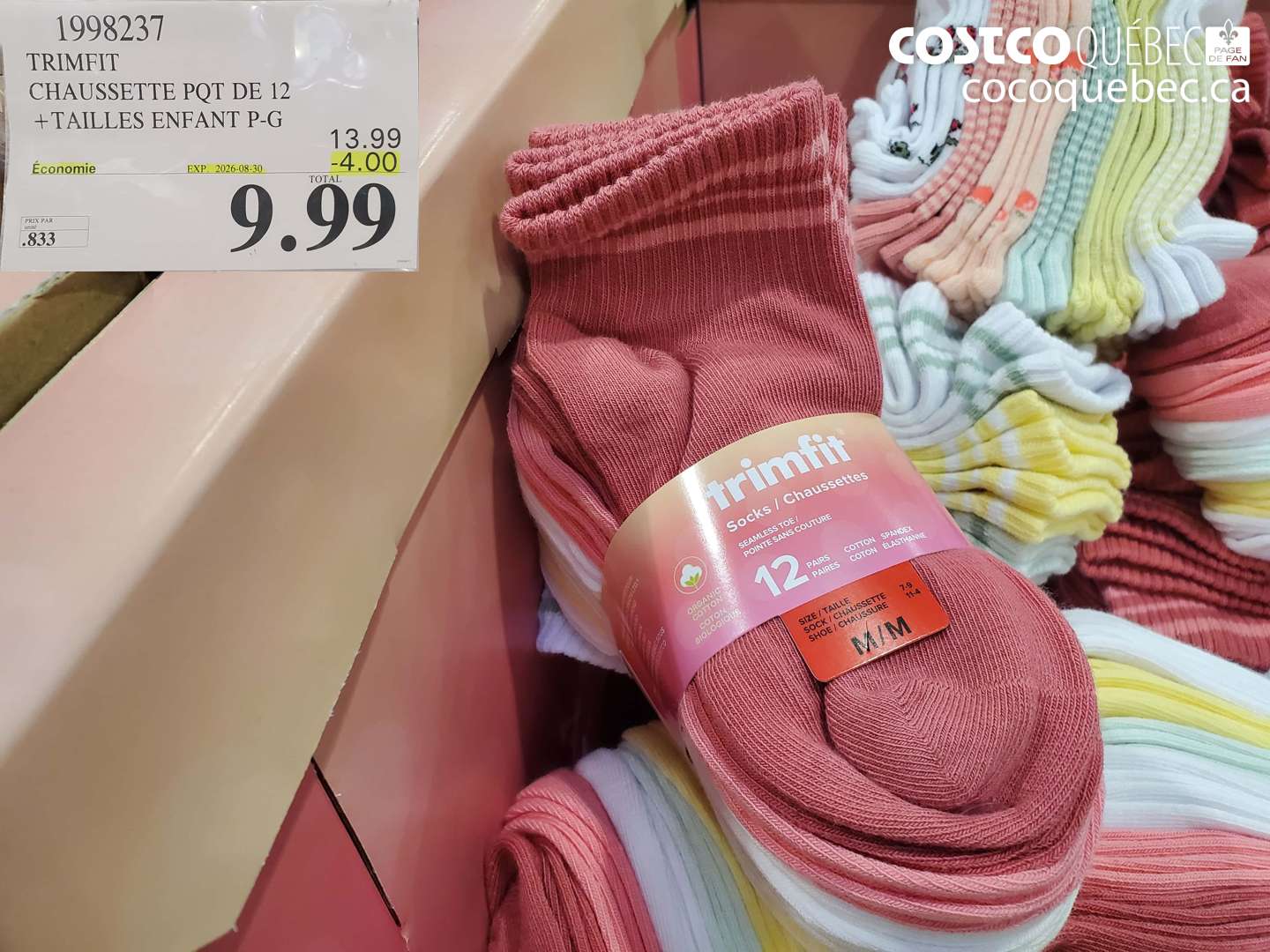1998237 TRIMFIT CHAUSSETTE PQT DE 12 TAILLES ENFANT P-G ($4.00 INSTANT SAVINGS EXPIRES ON 2026-08-30) $9.99
