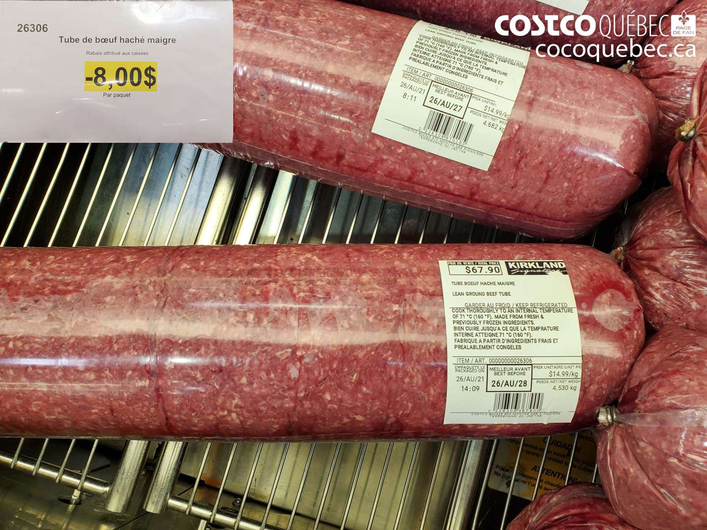 26306 TUBE DE BŒUF HACHÉ MAIGRE ($8.00 INSTANT SAVINGS)