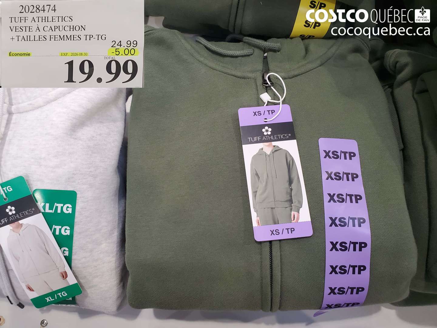 2028474 TUFF ATHLETICS VESTE À CAPUCHON ($5.00 INSTANT SAVINGS EXPIRES ON 2026-08-30) $19.99