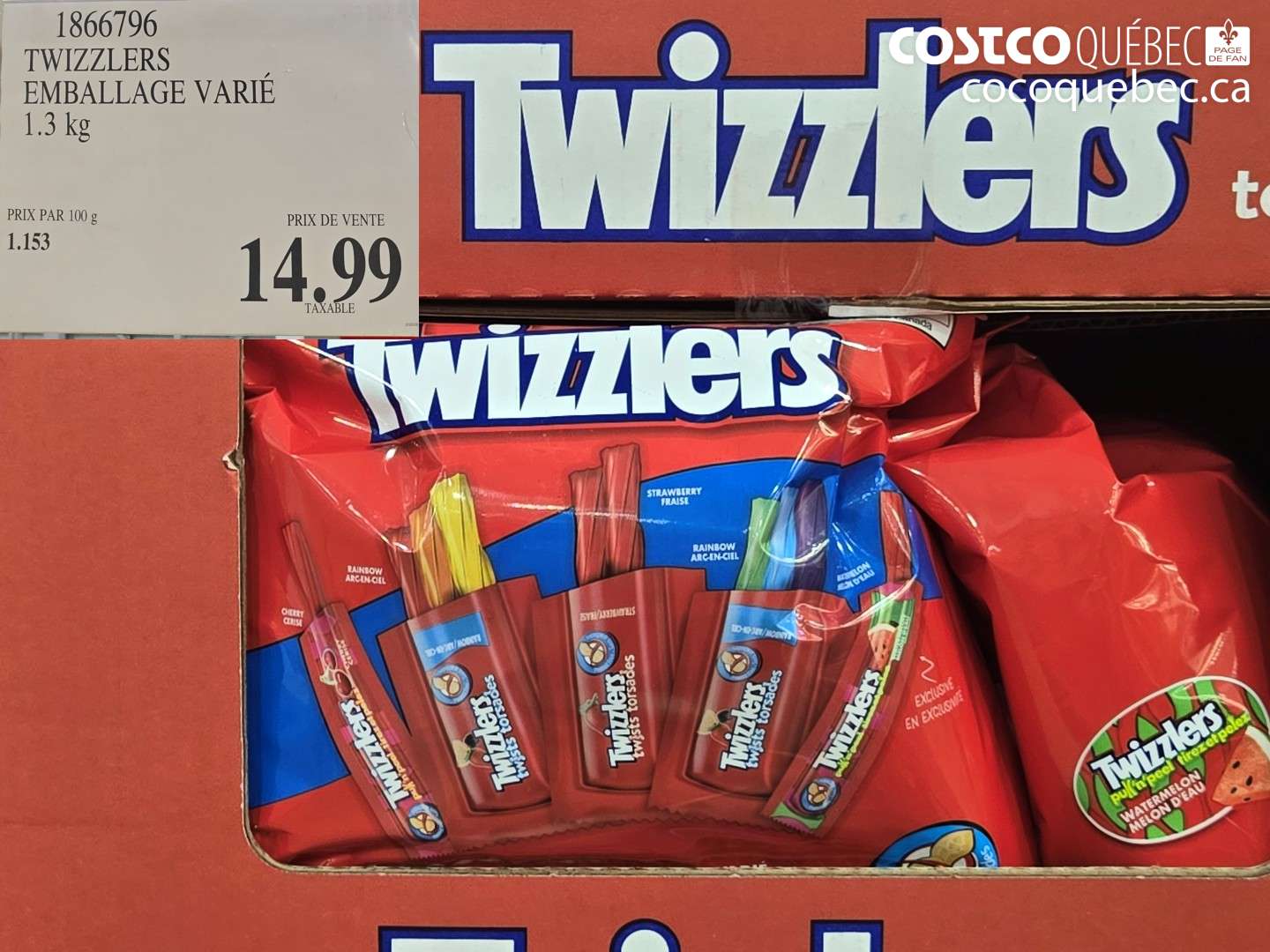 1866796 TWIZZLERS EMBALLAGE VARIÉ $14.99