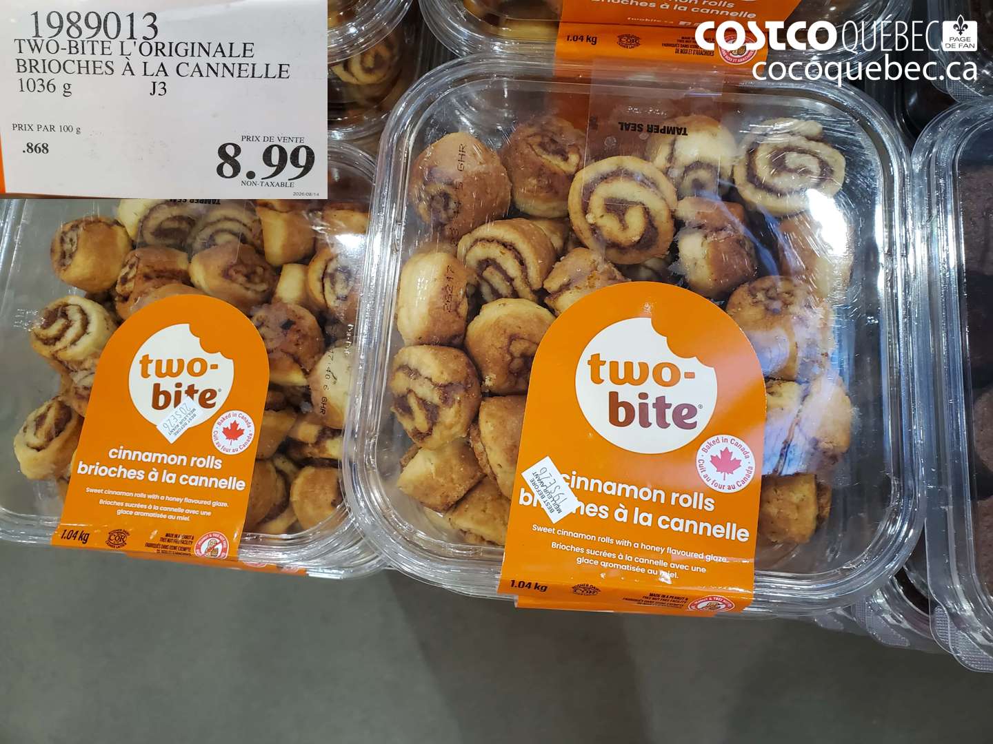1989013 TWO-BITE L'ORIGINALE BRIOCHES À LA CANNELLE $8.99
