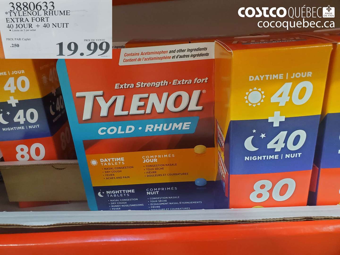 3880633 TYLENOL RHUME EXTRA FORT 40 JOUR + 40 NUIT $19.99