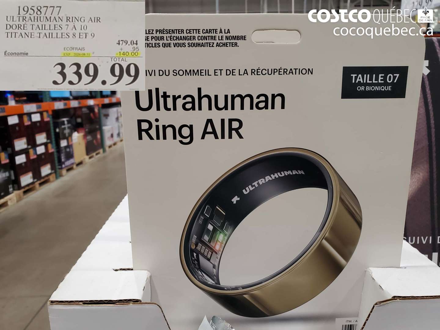1958777 ULTRAHUMAN RING AIR DORÉ TAILLES 7 À 10 TITANE TAILLES 8 ET 9 ($140.00 INSTANT SAVINGS EXPIRES ON 2024-09-01) $339.99