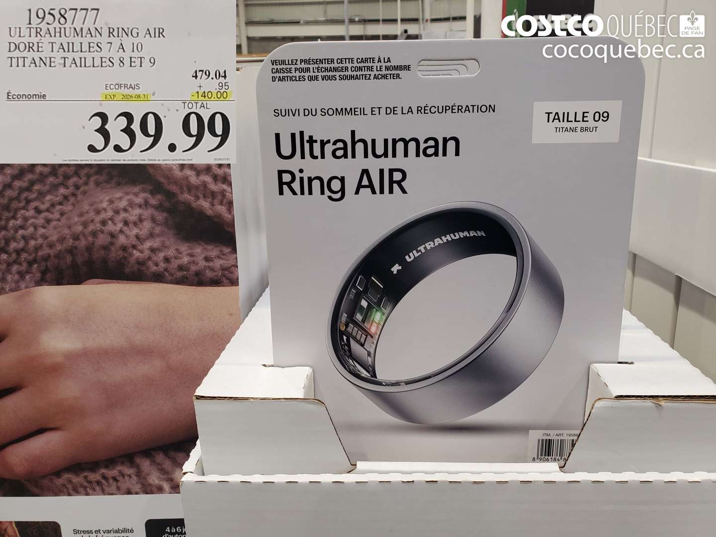 1958777 ULTRAHUMAN RING AIR DORÉ TAILLES 7 À 10 TITANE TAILLES 8 ET 9 ($140.00 INSTANT SAVINGS EXPIRES ON 2026-08-31) $339.99