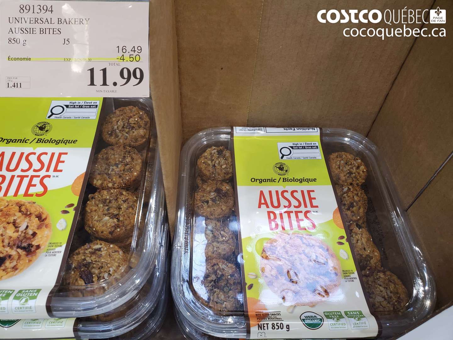 891394 UNIVERSAL BAKERY AUSSIE BITES 850 G ($4.50 INSTANT SAVINGS EXPIRES ON 2026-09-30) $11.99