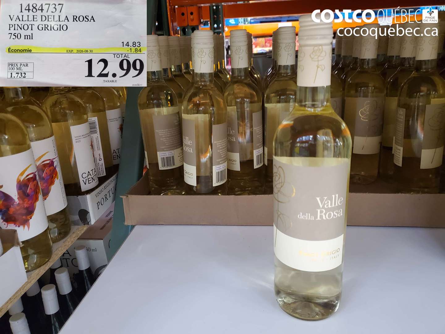 1484737 VALLE DELLA ROSA PINOT GRIGIO ($1.84 INSTANT SAVINGS EXPIRES ON 2026-08-30) $12.99